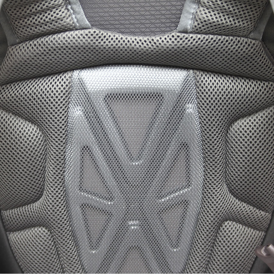 close up of back system - ventilated design