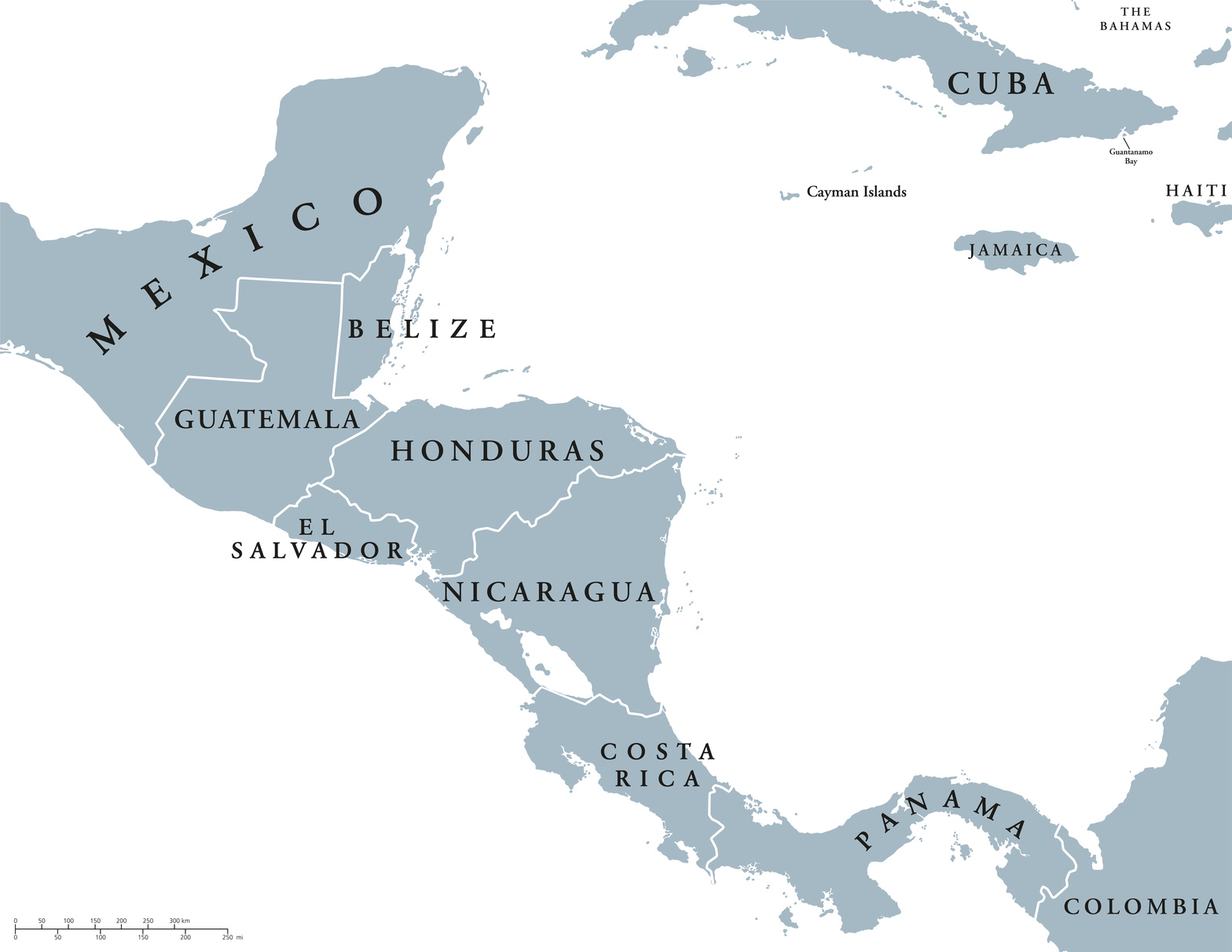 central america map