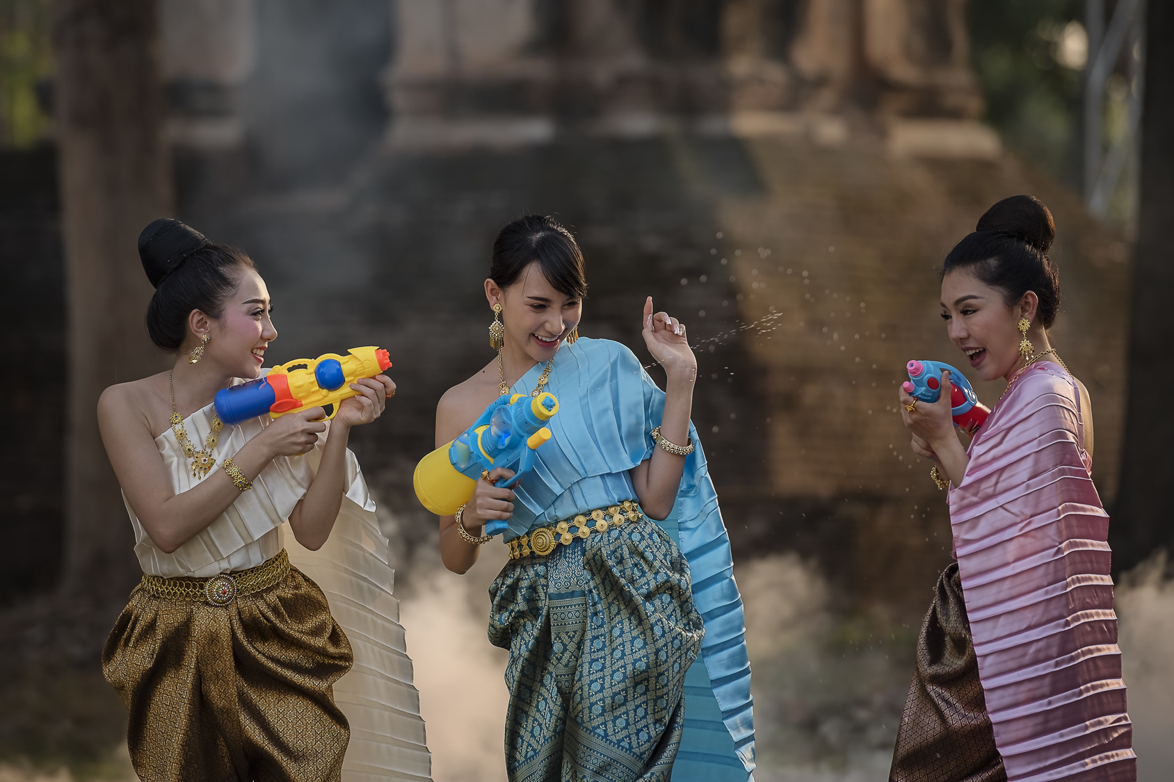 Songkran festival water fight