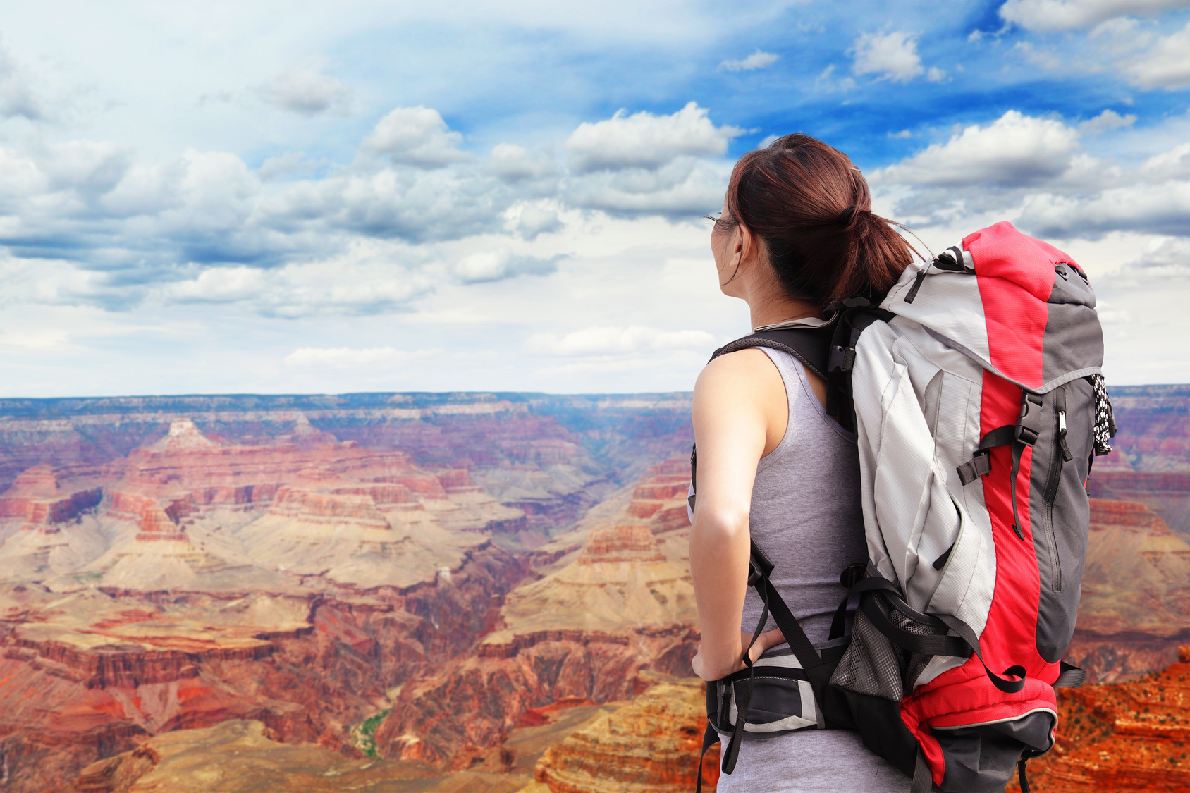 female backpacker