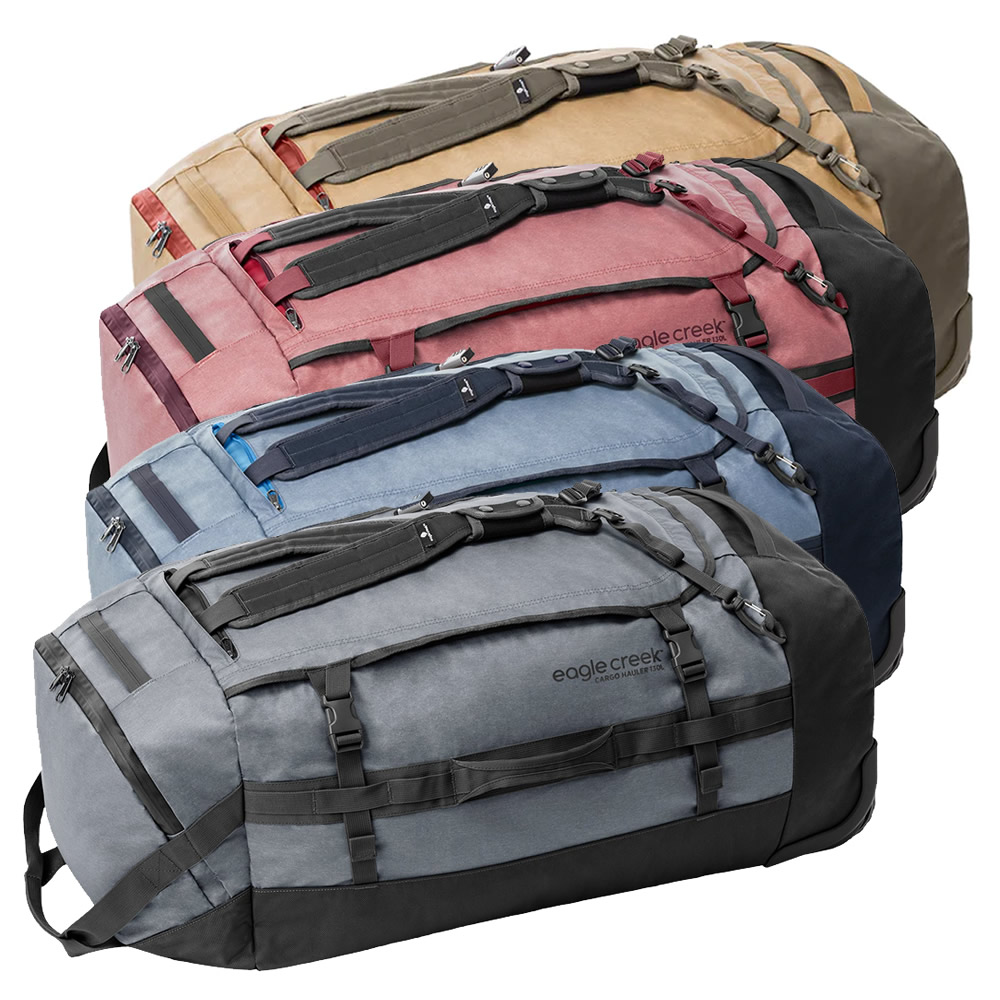 Buy Eagle Creek 130L Hauler Duffel  Charcoal, Glacier Blue, Safari Brown &  Earth Red