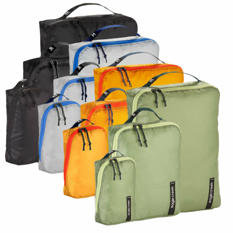 Buy Eagle Creek Isolate Packing Cube Set in Black, Sahara Yellow, Mossy Green & Aizome Blue
