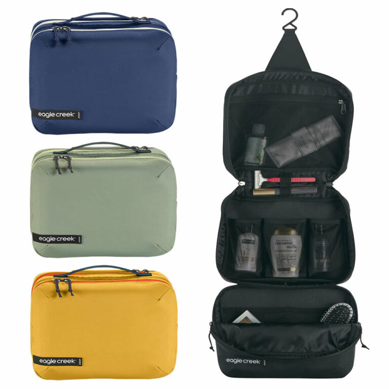Buy Eagle Creek Trifold Hanging Toiletry Kit Bag UK Black, Sahara Yellow, Mossy Green, Aziome Blue