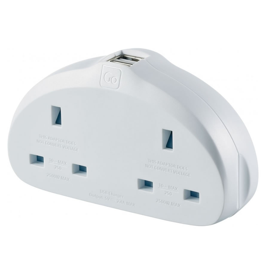 UK to Europe Twin Travel Adapter USB Charger Plug