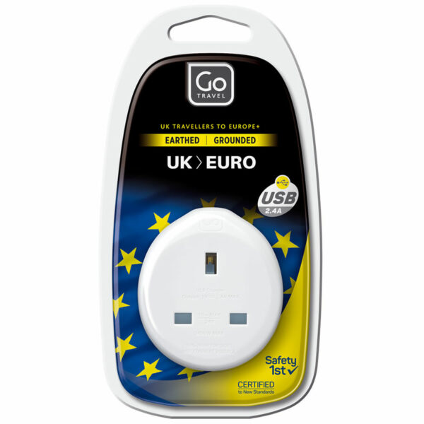 Go Travel Europe Travel Adapter + USB Charger