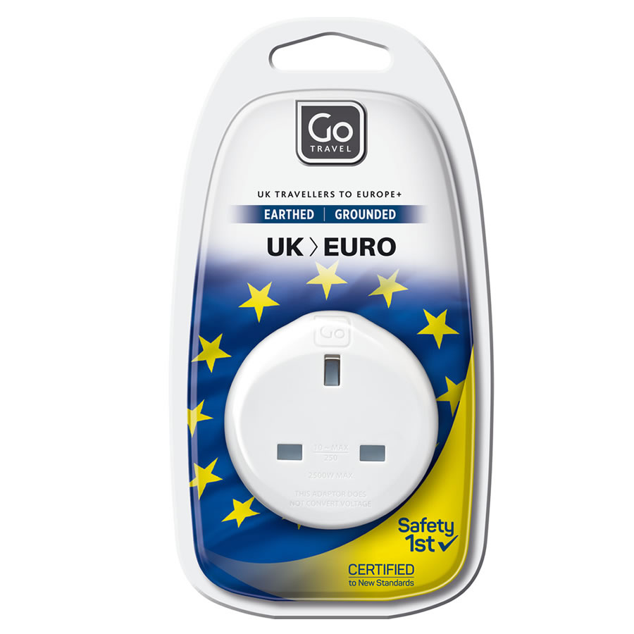 Earthed Europe Adapter  UK to European Travel Plug