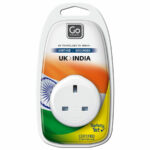 Go Travel Earthed UK to India Plug Adapter