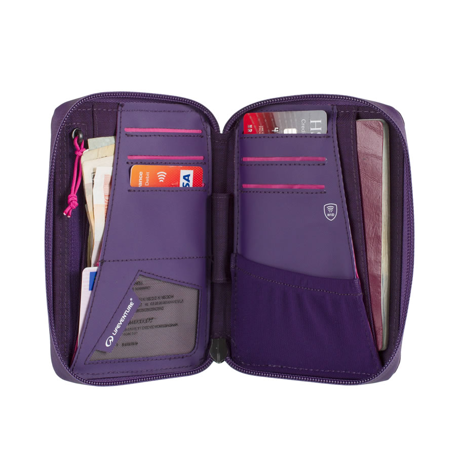 lifeventure mini travel wallet purple