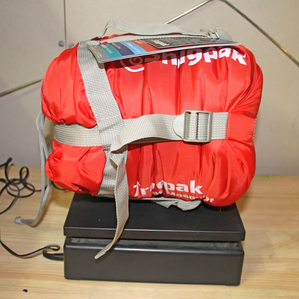 sleeping bag on scales