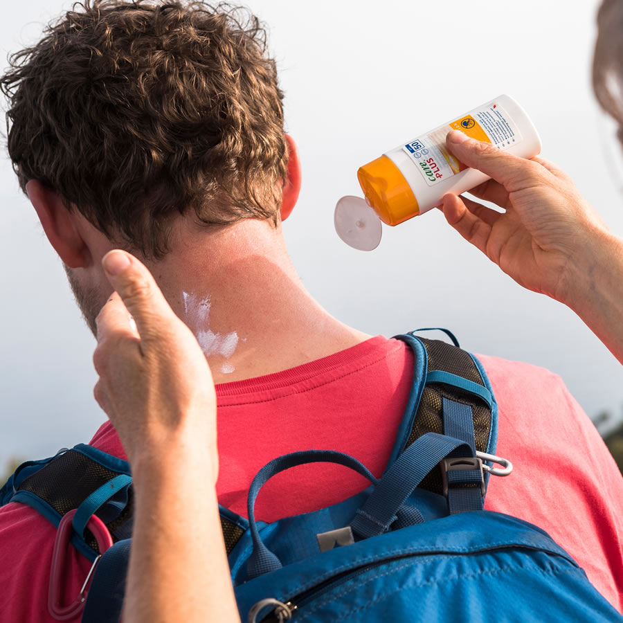 sun protection being applied