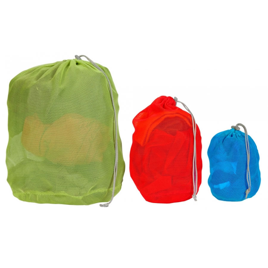 5-Piece Nylon Stuff Sack Set - Drawstring Storage Bags For Travel, Camping, Backpacking | Small To XL Mesh & Taffeta Bags | Organize Clothes, Gear, Down Jackets